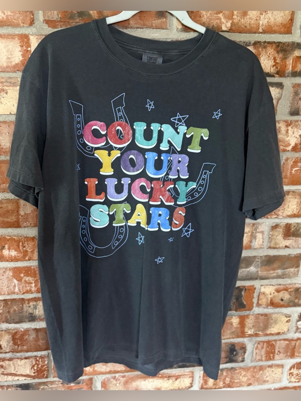 Comfort Colors Pepper ‘Count Your Lucky Stars' Multicolor Graphic Tee